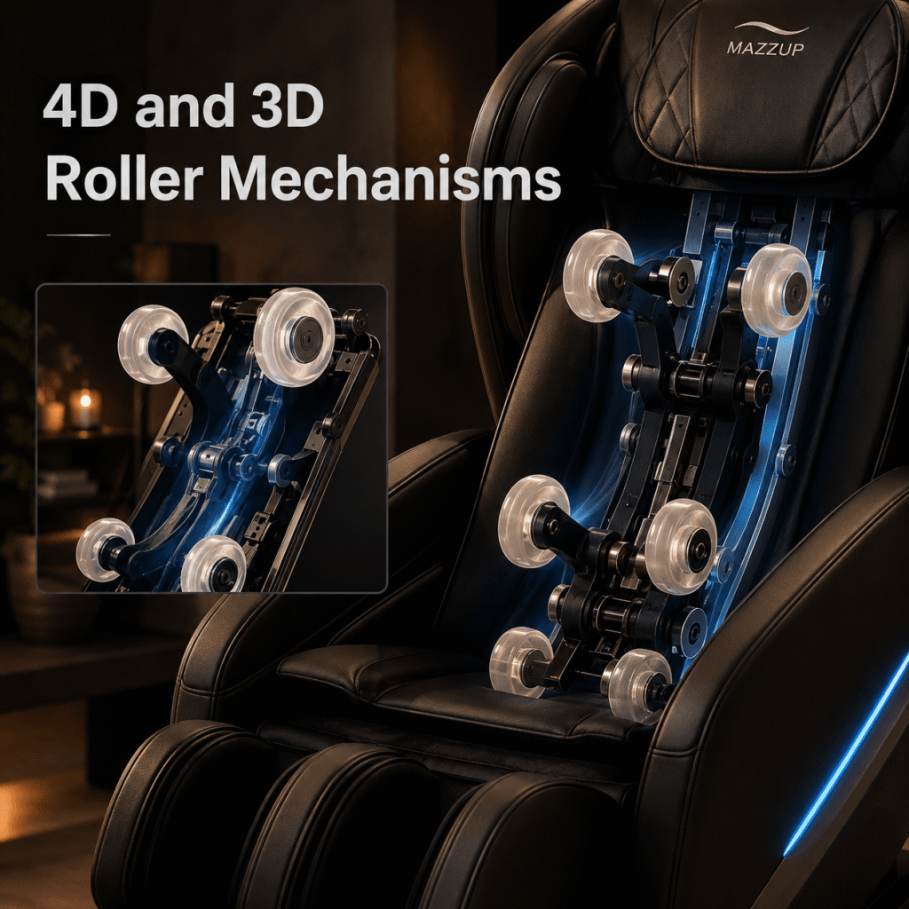 Mazzup Massage Chair - 4D and 3D Roller Mechanisms
